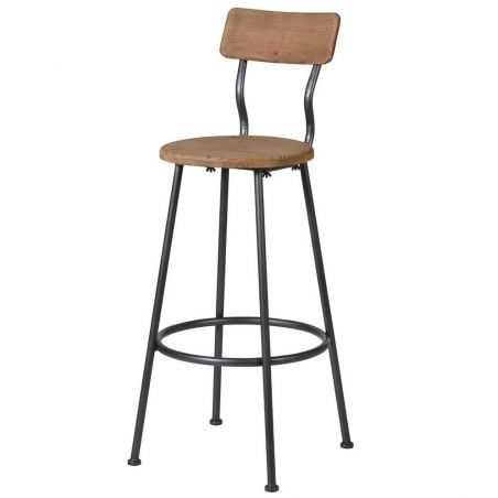 Industrial Metal & Wooden Back Bar Stools Kitchen & Dining Room Smithers of Stamford £186.00 