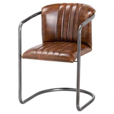 Brown Leather Industrial Dining Chairs Designer Furniture Smithers of Stamford £425.00 