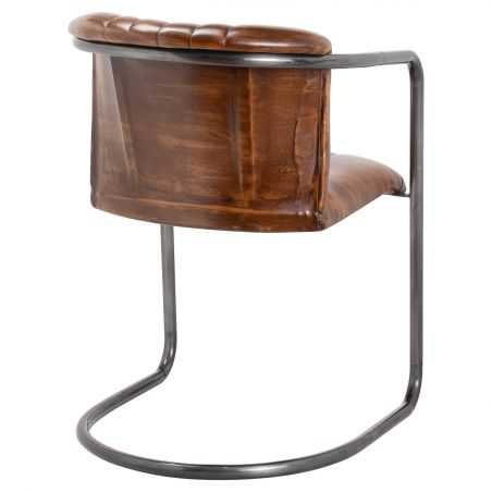 Brown Leather Industrial Dining Chairs Designer Furniture Smithers of Stamford £425.00 