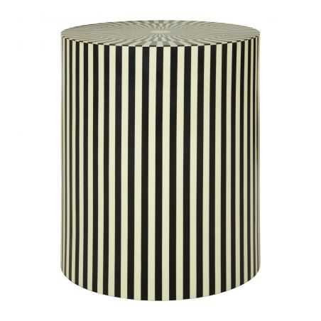 Cylinder Black And White Stripes Side Table/Stool Designer Furniture Smithers of Stamford £316.00 Store UK, US, EU, AE,BE,CA,...