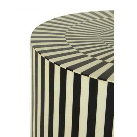 Cylinder Black And White Stripes Side Table/Stool Designer Furniture Smithers of Stamford £316.00 Store UK, US, EU, AE,BE,CA,...