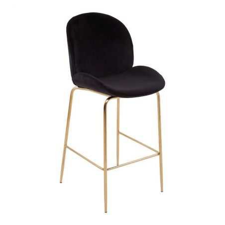 Tolethorpe Black Velvet Gold Bar Stool Vintage Bar Stools  £225.