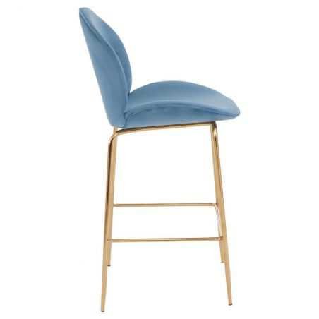 Tolethorpe Blue Velvet Gold Bar Stool Vintage Bar Stools  £225.