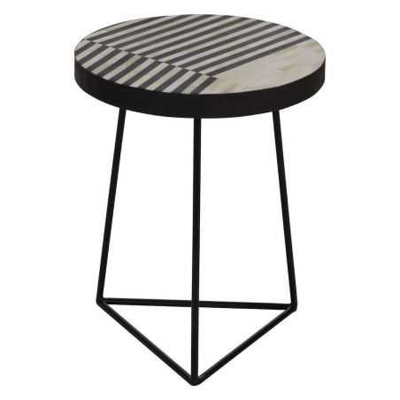 Monochrome Boho Industrial Side Table Side Tables & Coffee Tables  £290.00 