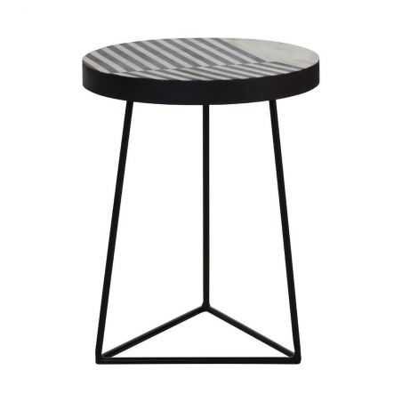 Monochrome Boho Industrial Side Table Side Tables & Coffee Tables  £290.00 