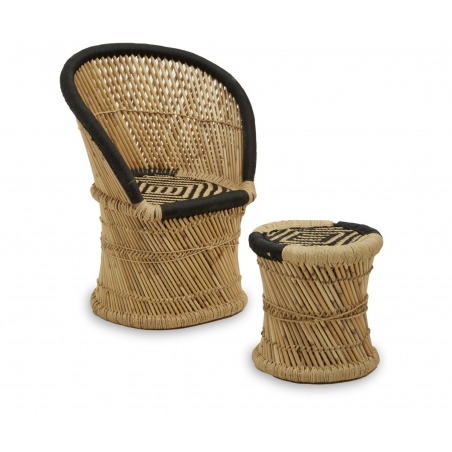 Tiki Rattan Chair and Footstool Sofas and Armchairs Smithers of Stamford £269.00 