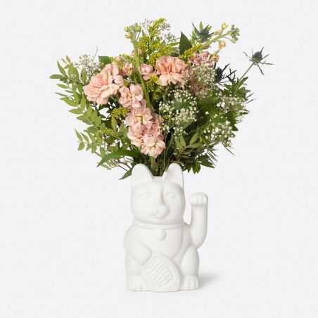 Lucky Cat Vase - White Retro Gifts  £43.