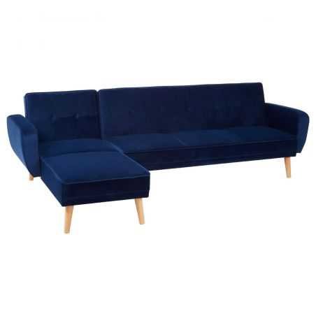 Azure Blue Velvet Corner Sofa Bed Designer Furniture Smithers of Stamford £1,044.00 