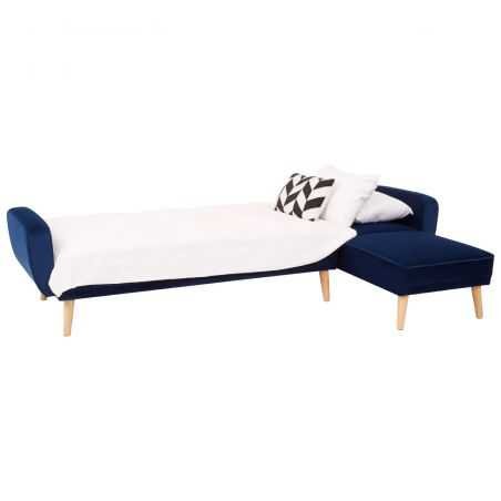 Azure Blue Velvet Corner Sofa Bed Designer Furniture Smithers of Stamford £1,044.00 