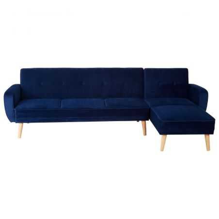 Azure Blue Velvet Corner Sofa Bed Designer Furniture Smithers of Stamford £1,044.00 