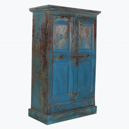 Blue Antique Sunflower 2 Door Hand Carved Cabinet Cabinets & Sideboards  £1,750.00 