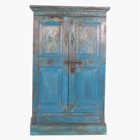 Blue Antique Sunflower 2 Door Hand Carved Cabinet Cabinets & Sideboards  £1,750.00 