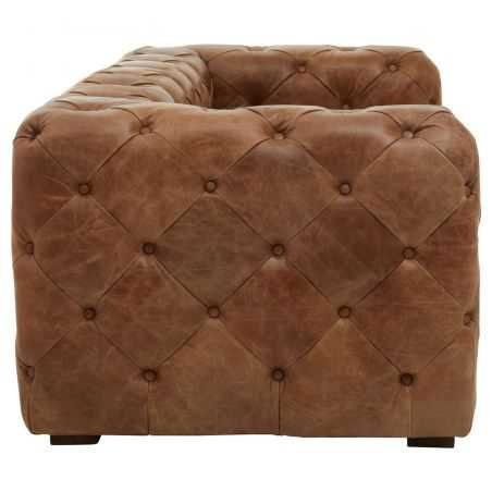 Shoreditch Button Back Tan Leather Sofa Designer Furniture Smithers of Stamford £6,200.00 