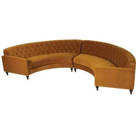 Tobacco Curved Conversation Yellow Velvet Sofa Designer Furniture Smithers of Stamford £4,750.00 Store UK, US, EU, AE,BE,CA,D...