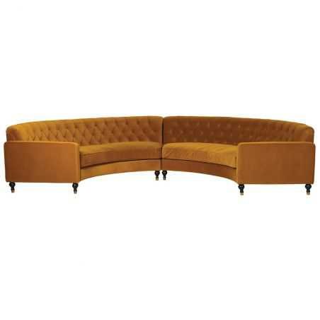 Tobacco Curved Conversation Yellow Velvet Sofa Designer Furniture Smithers of Stamford £4,750.00 Store UK, US, EU, AE,BE,CA,D...