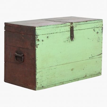 Green Painted Teak Wood Storage Trunk Chest Recycled Furniture Smithers of Stamford £550.00 