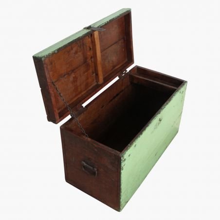 Green Painted Teak Wood Storage Trunk Chest Recycled Furniture Smithers of Stamford £550.00 