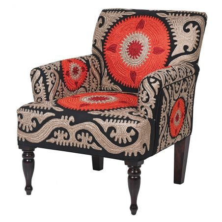 Folk Pattern Embroidered Armchair Designer Furniture Smithers of Stamford £975.00 