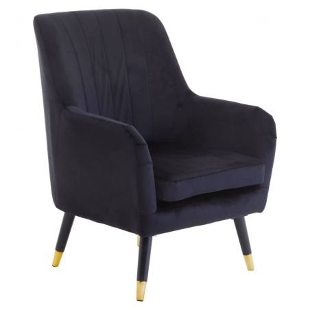 Vincent Black Velvet Armchair Designer Furniture Smithers of Stamford £300.00 